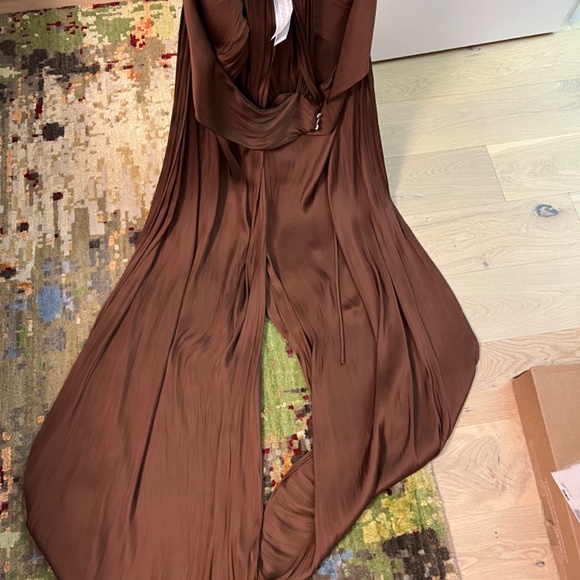 NWT Mango LIMITED EDITION silky look satin jumpsuit in brown - Picture 10 of 10